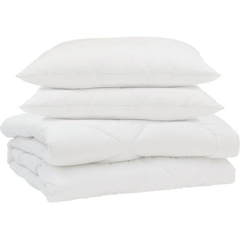 Ensemble couette et oreiller d'été en duvet, 3 pièces, microfibre blanche. (1/5)