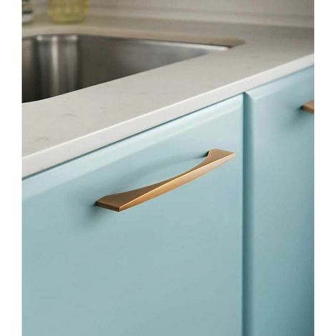 2 poignées T-bar café entraxe 160 mm, pour meuble cuisine porte (1/4)