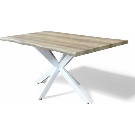 Tavolo con struttura in metallo e piano in melaminico naturale nodato 160x90xH75 cm