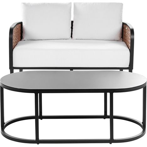 Garden Lounge Set with Table 2 Seater MONTEFALCO Metal White