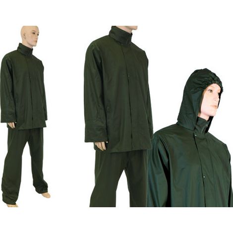 Completo PU Brixo verde taglia L – giacca e pantaloni antipioggia