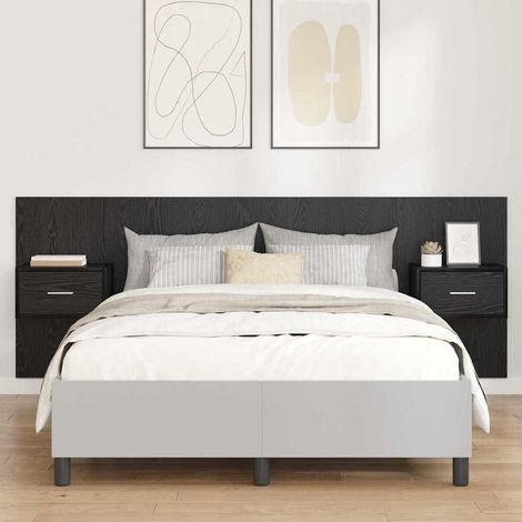vidaXL Tête de lit avec armoire 3 pcs Chêne noir Bois d'ingénierie