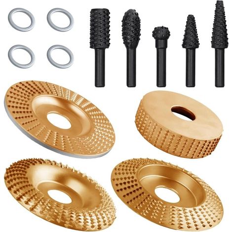 4pcs meuleuse d’angle ensemble de disques à sculpter sur bois avec 5pcs râpe rotative ensemble de râpe rotative à sculpter sur bois ensemble de râpe à sculpter sur bois avec 1/4" tige râpes (1/5)
