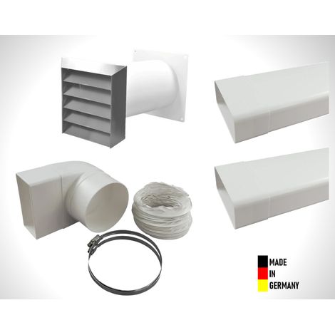 Abluftset Mauerkasten 125 mm Edelstahl mit Rückstauklappe, Rundanschluss