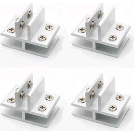 Set di 4 morsetti per vetro a forma di T con supporto per vetro per il fissaggio a 3 pannelli laterali, doccia, tavoli, pannelli, 10-12 mm