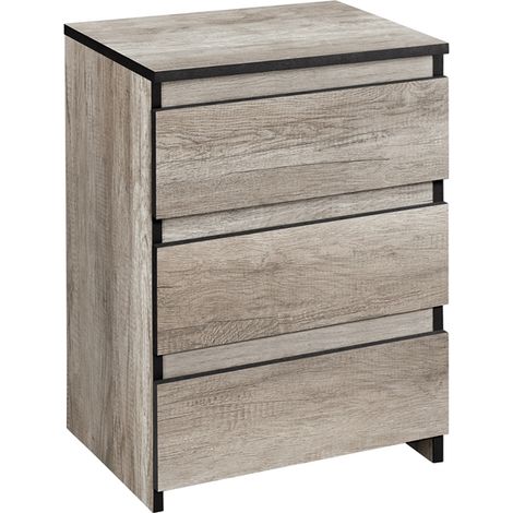 Yaheetech – Table de chevet en MDF gris avec 3 tiroirs – Dimensions 45 x 35 x 60,5 cm – Rangement élégant pour chambre et bureau