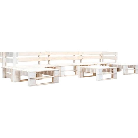 Salon de jardin palette 6 pcs Ensemble Table et Chaise de Jardin - Bois Blanc BV940973 - BonneVie (1/3)