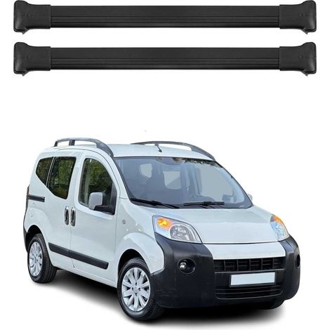OMAC Barres de toit en aluminium pour Citroën Nemo 2008-2017 – TÜV / DIN 75302:2019 – Charge max 75 kg – 2 barres Noir