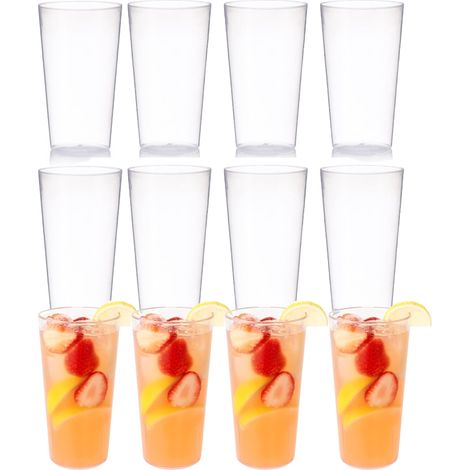 Lot de 12 gobelets, plastique transparent, surface texturée mate, empilables et réutilisables, pour fêtes et restaurants (1/5)