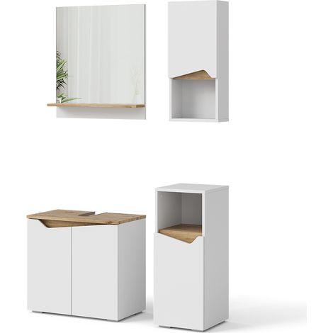 Set di mobili da bagno Marelle, Bianco, 4 parti, Vicco