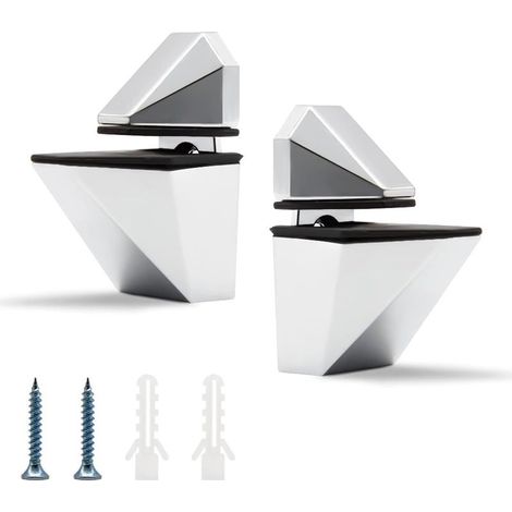 Lot de 2 pinces à verre, support d'étagère en verre réglable, pinces à verre pour miroir de salle de bain, pour étagères de 3 à 20 mm d'épaisseur (argent) (1/4)
