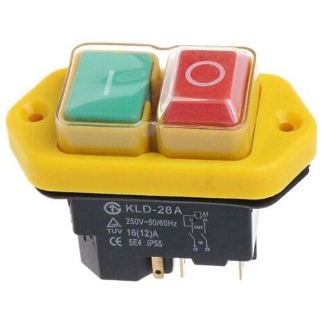 BUNTHAUS PA Interrupteur à Bouton-Poussoir 1PC KJD17B Interrupteur de Bouton 22 0V-240V 16A 5 Switch Power Tool -Pin (1/4)