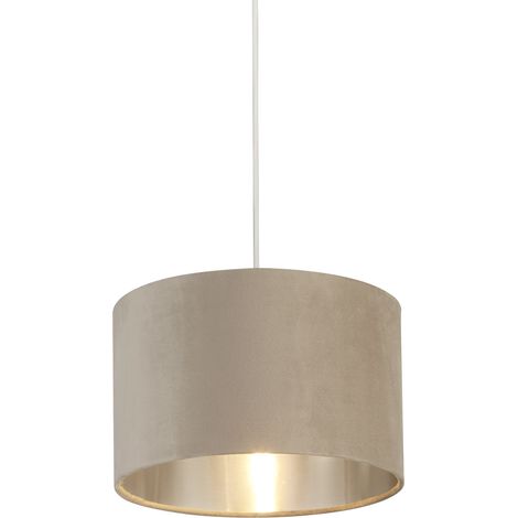 Abatjour velours taupe avec intérieur argenté Diamètre 28cm x Hauteur 18cm (1/4)