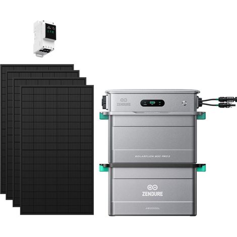 Zendure SolarFlow 800 Pro 2 - Stockage énergétique solaire domestique 800W, gestion intelligente, IP65, avec Compteur intelligent 3CT, AB2000L, avec 450Wx4 Panneau Bifacial