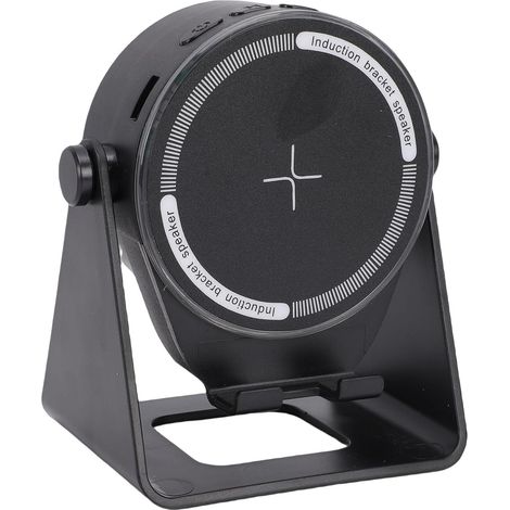 Haut-Parleur à Induction sans Fil, Haut-Parleur Bluetooth 5 en 1 avec Lumière Ambiante LED, Support de Téléphone, Base Rotative à 360 Degrés, Son Stéréo pour Téléphone, Cadeaux (1/5)