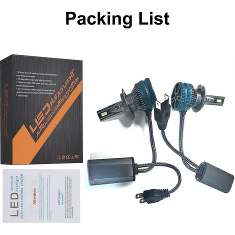 H7 LED-Autolampen-Umrüstsatz, wasserdichter Autoscheinwerfer-Satz, 12–24 V, 6500 K weißes Licht, Doppelspule
