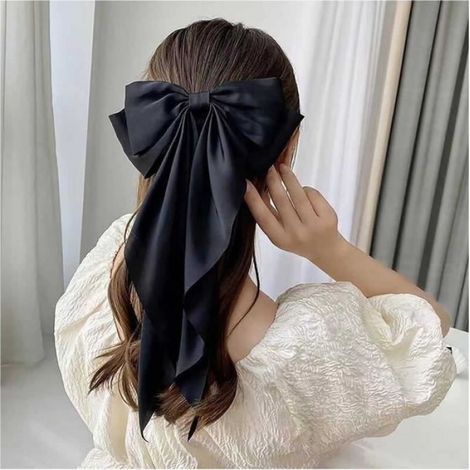 Barrette À Cheveux - Nœud En Satin Et Velours - Style Vintage Boho - Pour Coiffure Féminine - 1 Pièce
