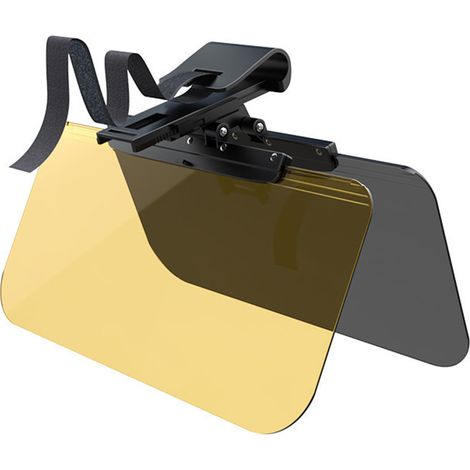 Pare-soleil voiture SD-2307 anti-éblouissement double lentilles noir/jaune réglables fixation PC résistant (1/5)