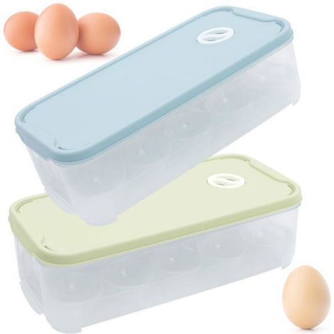 Porte-Oeufs - Boîte Rangement Oeufs 10 Compartiments avec Couvercle - Plateau Plastique PP Alimentaire - Réfrigérateur Congélateur Cuisine - Lot de 2 (1/5)