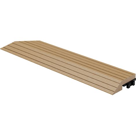 ML-Design WPC Abschlussleiste Ecke links Teak für Terrassenfliesen, 38x2x7,5 cm, Holzoptik, Abdeckleiste Eckleiste geriffelt mit Drainage und Klicksystem, Bodenbelag Umrandung Randabschlussleiste