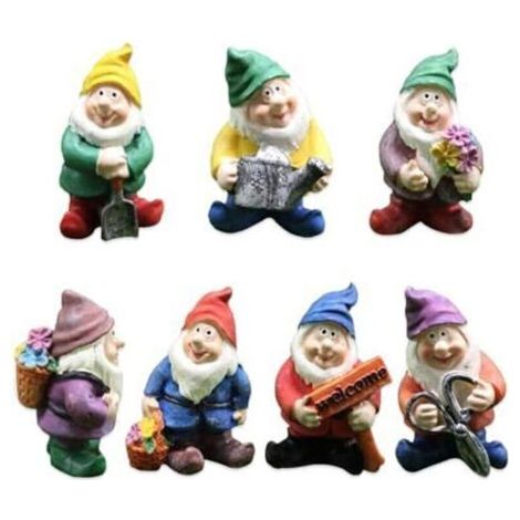 Bardusch - 7 Pièces Nains de Jardin, Statue Gnomes Fée Miniature, Ornements Figurine Nains Mignons, pour Décoration de Table et Jardin pour (1/4)