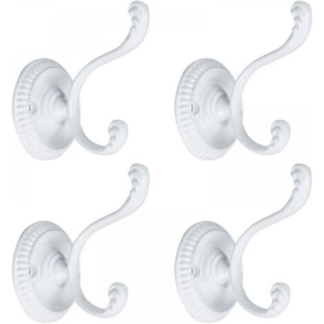 FENOPLASTICA4pcs Patère Crochet Porte Manteau Murale pour Peignoir Serviette Crochet De Porte Salle de Bain Cuisine Crochet Alliage Zinc avec Vis blanc (1/4)