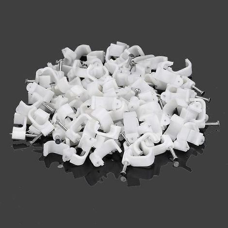 Attaches-câbles rondes blanches avec clou, tailles 6 mm, 7 mm, 8 mm et 10 mm, Fontainebleau, lot de 400 pièces (1/5)