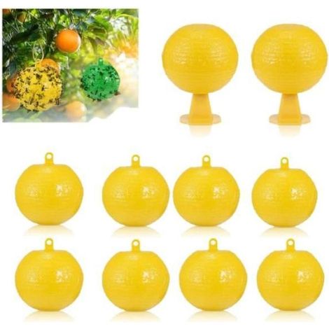 Lot de 10 boules à mouches suspendues - Boules collantes pour mouches - Pièges à insectes - Faciles à utiliser (1/5)