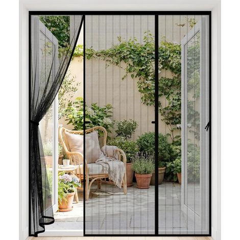 Moustiquaire Baie Vitree Coulissante,160x212cm Moustiquaire Porte Fenetre,Aimantée Double Ouverture Latérale,Fermeture Automatique Respirantes net,Rideau Anti Mouche pour Entree Balcon Salon Veranda (1/5)