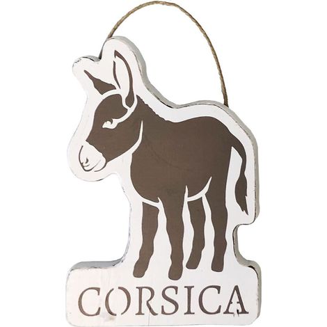 Plaque décorative en bois âne Corsica - blanc et taupe