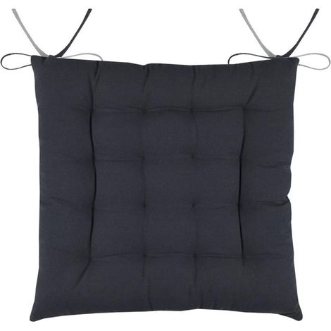 Coussin de chaise bicolore réversible en coton anthracite (1/3)