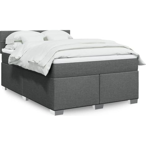 Boxspringbett mit Matratze Dunkelgrau 140x190 cm Stoff
