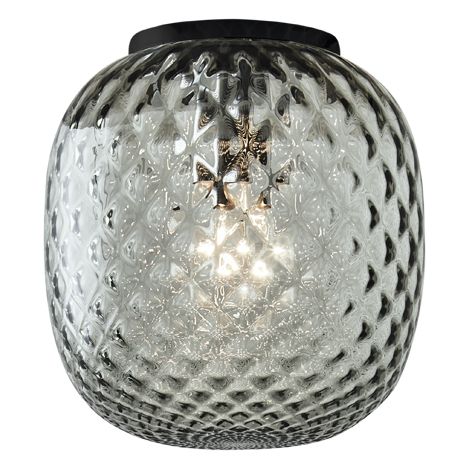 Plafoniera Oban Nera con Vetro Soffiato a Mano Effetto Balloton Petrolio - Lampada da Soffitto E27 75W - Rossini Group (1/5)