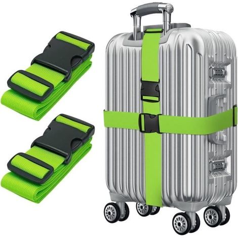 Sangles de bagage réglables avec boucle, ceinture élastique, bandoulière pour valise, sangle de voyage, boucle de valise, 2 pièces (1/4)