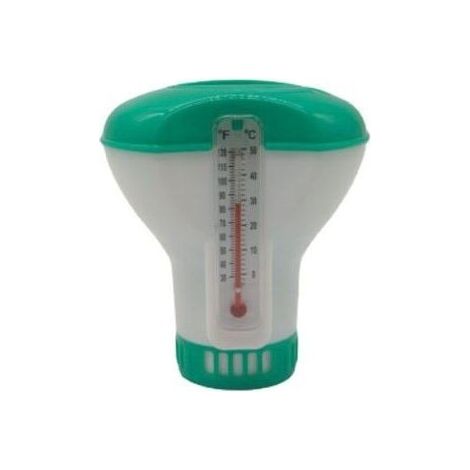 Doseur flottant pour piscine avec thermomètre intégré – Compatible avec pastilles de chlore de 20 g – Régulation automatique de la désinfection et suivi de la température de l’eau (1/4)