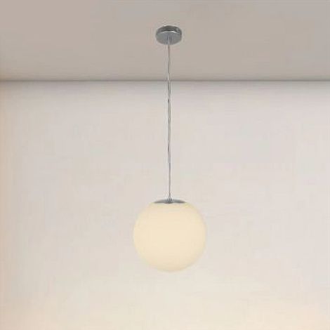 TrAdE Shop Traesio - Lampadario A Sospensione Argento Con Sfera Vetro Bianco Attacco E27 Minimal 33511 - (1/5)