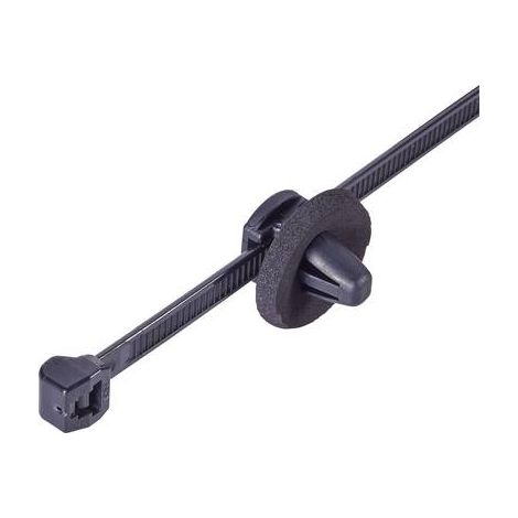 HellermannTyton 150-93100 T50ROSSFT6,5ZD 16-2 Serre-câble 200 mm 4.60 mm noir avec pied ancre et jup (1/3)