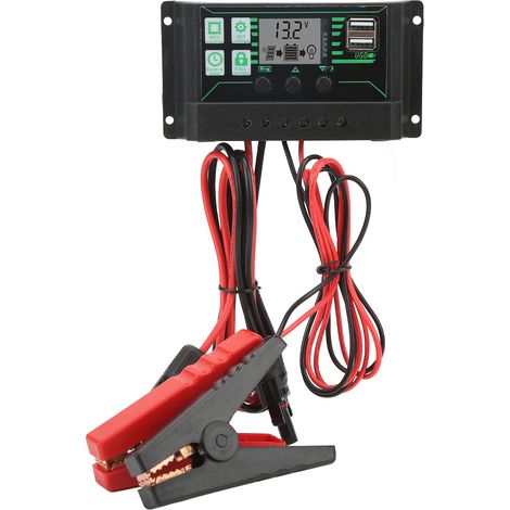 Régulateur de charge solaire MPPT 12V/24V 360W, panneau solaire ajustable, écran LCD paramétrable pour usage extérieur (1/5)
