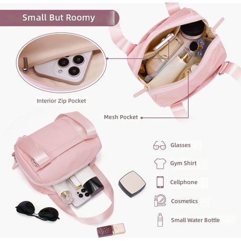 Sac de sport mini pour femme, petit à main rose léger les voyages sportifs (1/4)