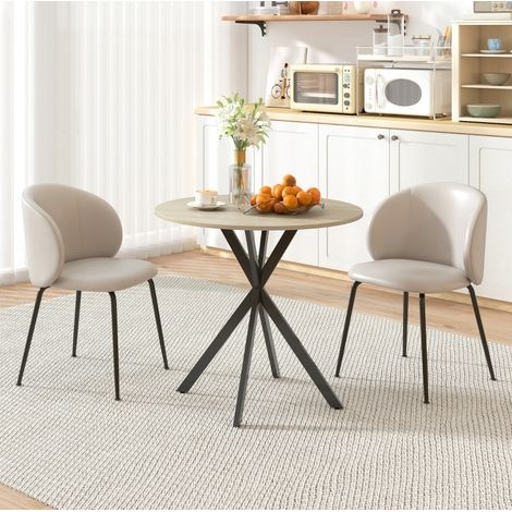 Table manger ronde Ø80 cm style industriel chêne HAVRYA (1/5)