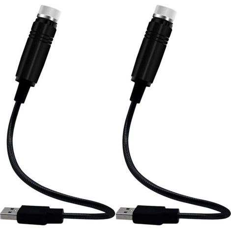 Lot de 2 projecteurs de voiture lumière USB romantique Mini projecteur LED veilleuse plafond décoration de fête à la maison, lumière rouge (1/2)