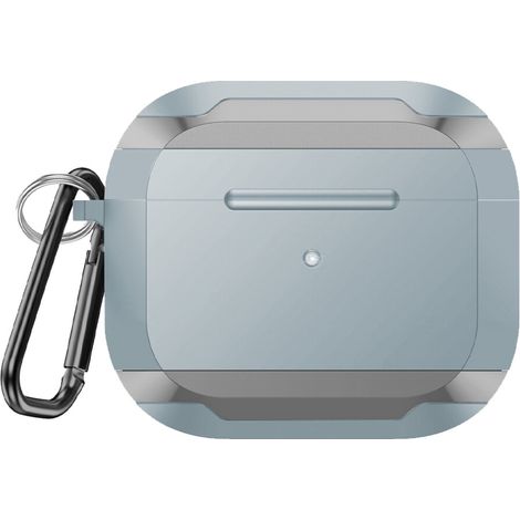Funda protectora de diseño elegante que ofrece protección integral, admite carga inalámbrica, es compatible con AirPods Pro 2 e incluye un mosquetón metálico antipérdida (disponible en 1 color único). (1/2)