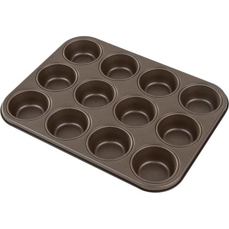 Plaque à 12 Muffins - Acier - Revêtement Antiadhérent Bicouche Garanti sans PFAS - Qualité Professionnelle (1/2)