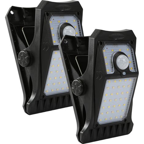 2 Pièces Lampe Murale Solaire Extérieure avec Détecteur de Mouvement – IP65 Étanche, 3 Modes d’Éclairage, pour Clôture, Terrasse, Garage, Jardin (1/5)