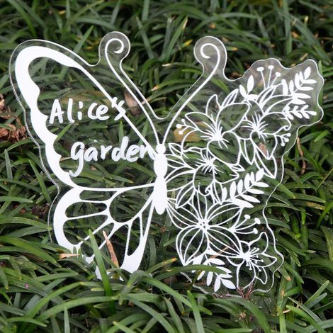 1 lot de 12 étiquettes pour jardinières - Papillon blanc, étiquettes en plastique, plantes miniatures, panneaux pour plantes potagères, piquets pour étiquettes de jardin (1/5)