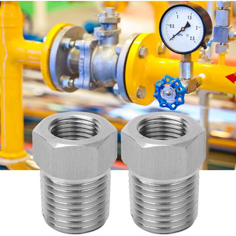 2 adaptateurs BSP mâle-femelle pour tuyauterie, réducteur, manomètre pneumatique, joint de tuyau d'eau 1/2-1/4 (1/5)