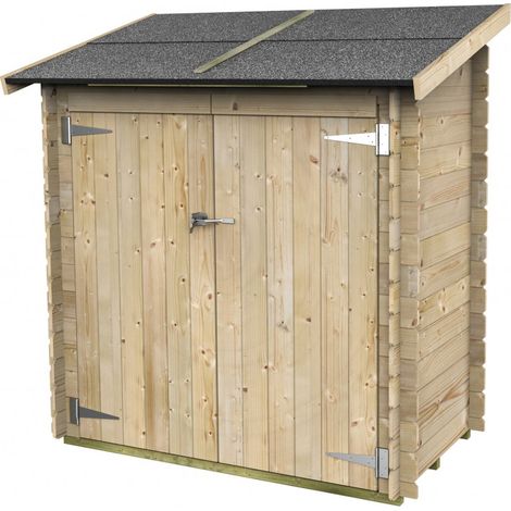 Casetta in legno addossata con doppia porta deposito da giardino "Made in Italy" 155 x 85 x h 165 cm -Naturale (1/5)