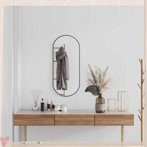 348206 Miroir mural Noir 80x35 cm Ovale (1/5)