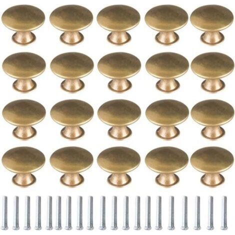 Bouton de Porte Laiton 20 Pièces Vintage Laiton Poignées Boutons de Meuble Boutons Porte de Tiroir Poignée de Meuble Bouton de Meuble Vintage pour Tiroir Armoire Meuble Cuisine de Placard (1/4)