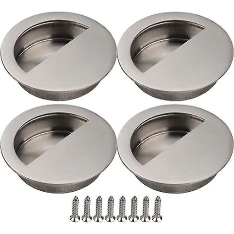 Poignée de porte coulissante 4 pièces, poignée encastrée pour placard et meuble, avec vis, finition argent, pour armoire coulissante et tiroir. (1/5)